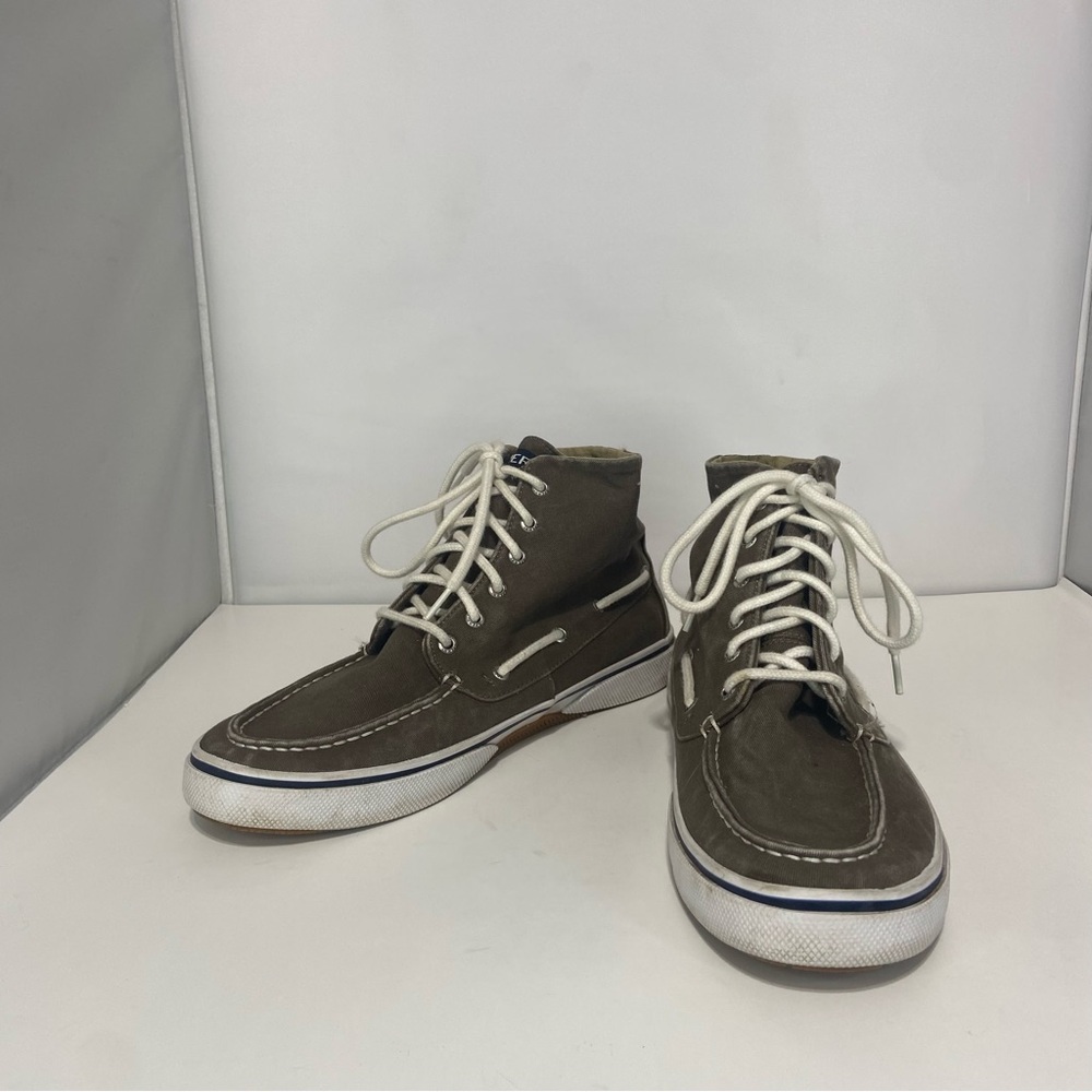 Sperry Olive Green Canvas High-Top Boat Sneakers